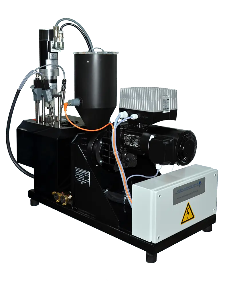 Extruder from Puffe, designed for efficient production of plastic profiles, pipes, and films.